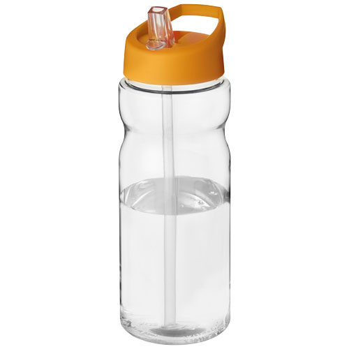 Bouteille de sport à couvercle 650ml personnalisée H2O Active® Base Translucide et Orange
